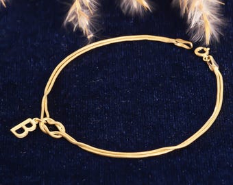 Bracelet noeud d'amour personnalisé en or 14 carats | Bijoux délicats avec noeud en or | noeud élégant conçu pour célébrer l'amour infini | Cadeau Saint-Valentin