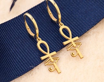 14K Gold Eye of Ra Earrings | Eye of Ra Jewelry | Ra Earrings | Egyptian Earrings | Eye of Horus Studs | Evil Eye Studs | Tiny Earrings