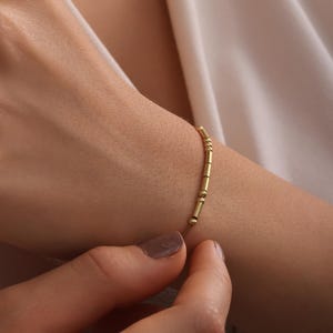 14K guld morsekod armband, personliga smycken med dolda meddelanden
