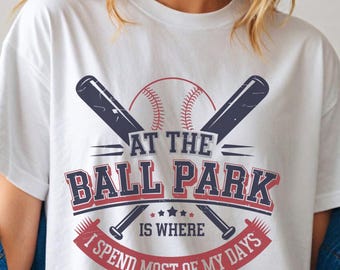Retro Baseball Mom PNG: At The Ball Park Design (Digital Download)