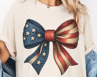 American Flag Bow PNG: Vintage 4th of July Clipart (Digital Download