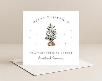 Carte de Noël personnalisée pour couple, arbre d'hiver