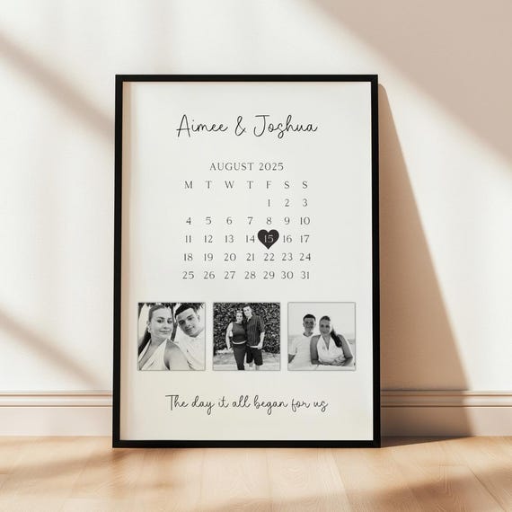 Anniversary Photo Collage Print, Custom Love Picture Poster, Personalized Couple Gift for Him Her