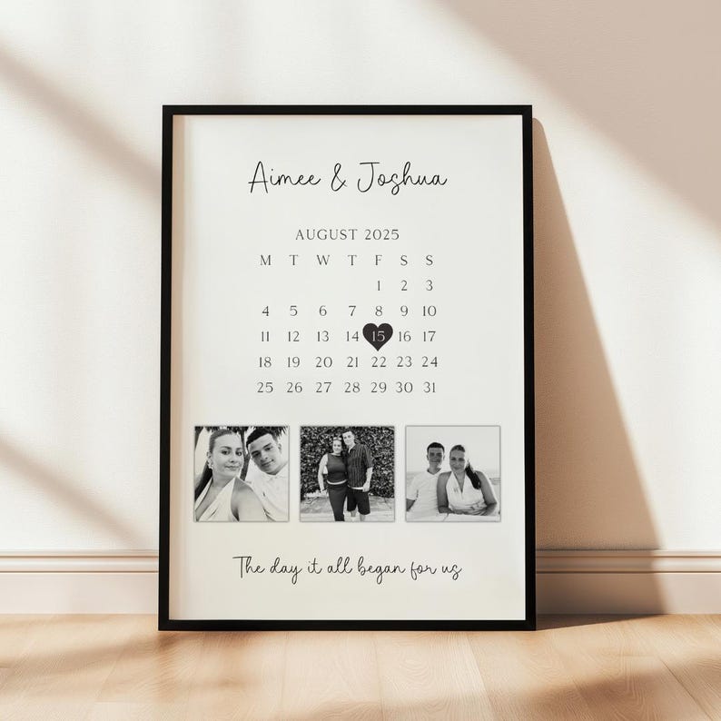 Impression collage photo d'anniversaire, poster photo d'amour personnalisé, cadeau de couple personnalisé pour lui et elle image 1