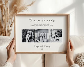 Impresión de collage de fotos personalizada "Amigos para siempre", regalo para mejor amiga, regalo de cumpleaños, impresión de mejor amiga, arte de pared