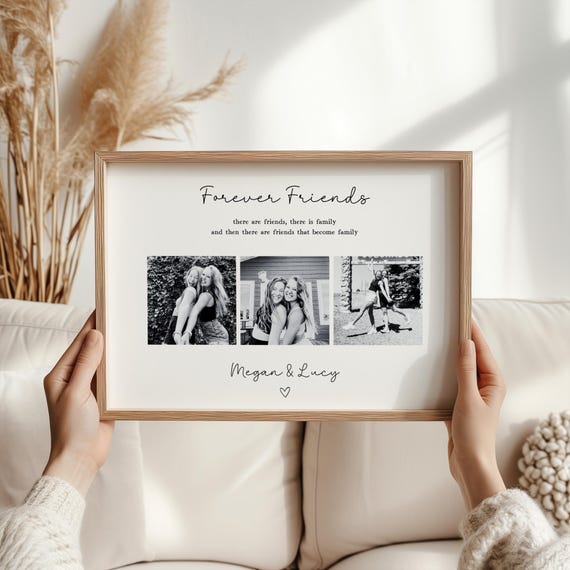 Personalised Forever Friends Photo Collage Print, Gift for Bestie, Gift for Best Friend, Birthday Gift, Best Friend Print, Wall Art