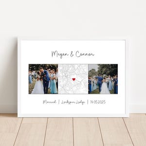 Personalised Wedding Photo Collage & Map Print - Wedding Gift - Wedding Print - Gift for Newlyweds - Home Decor - Anniversary Print Keepsake