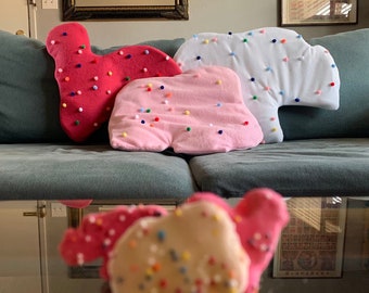 Frosted Circus Animal Cookie Pillow! Pink Elephant