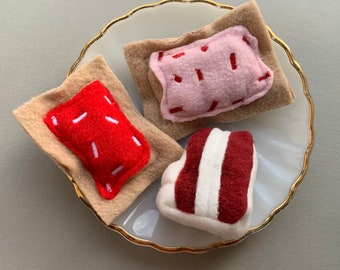 Red White Pink Catnip Toy Trio! Red Velvet Cake, Cherry Pop Tart & Strawberry Pop Tart