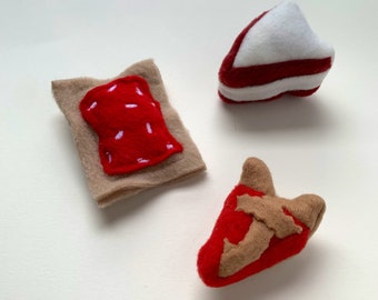 Red Dessert Trio Catnip Toys - Miniature Cherry Pie, Strawberry Pop Tart & Red Velvet Cake