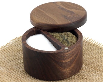 Wooden Salt and Pepper Box/Cellar, Spice Box, Wooden Spice Bowl, Rustic Cellar, Kitchen decor, Salt keeper