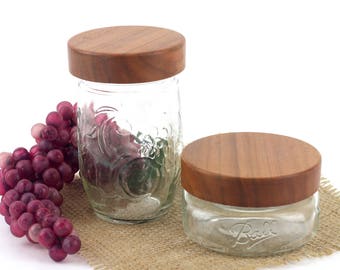 Wooden  Mason Jar Lids, Wood Lids For Ball Mason Jars, Stash Jar Covers