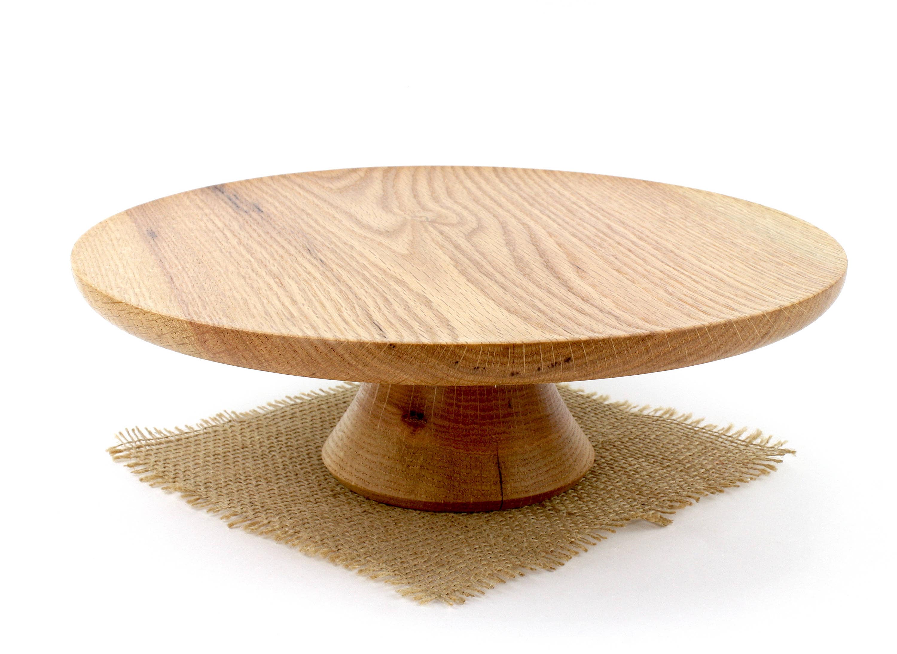 12 Wooden Red Oak Cake Stand, Wooden Wedding CakeStand, Pedestal Cake Plate ,Cupcake Stand