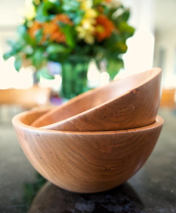 Wood turned bowl Wooden Cherry Bowl Fruit Bowl Candy Dish Kitchen & Dining Dining & Serving