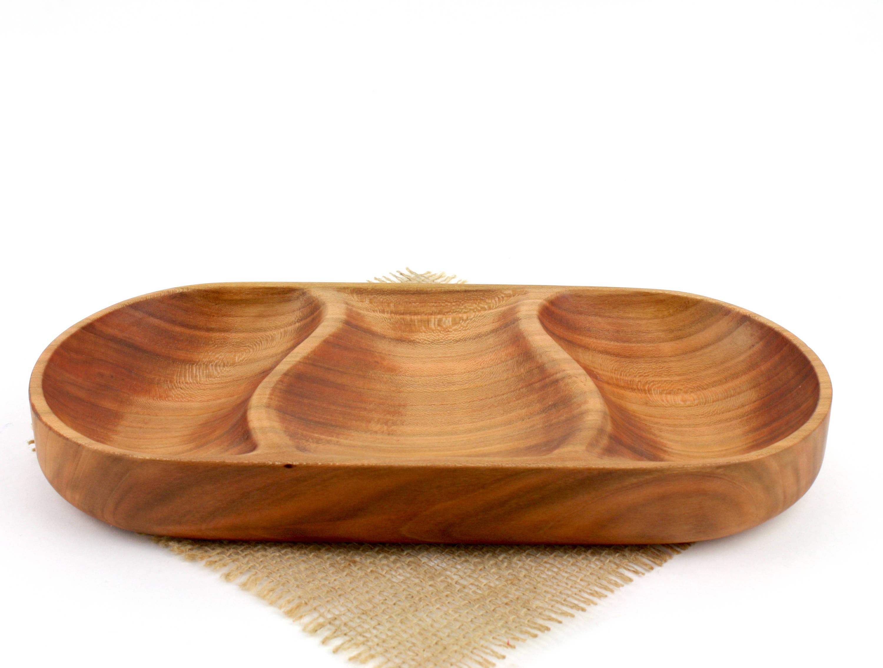 Three Section Bowl, Wood Divided Bowl, Wooden Catch All Tray, Trinket