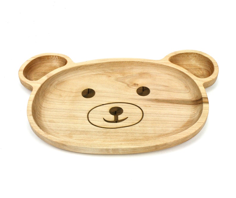 Wooden Personalization Child Plate, Kids Plate, Kids Snack Dish, Baby First Plate, Animal Face Plate, image 4