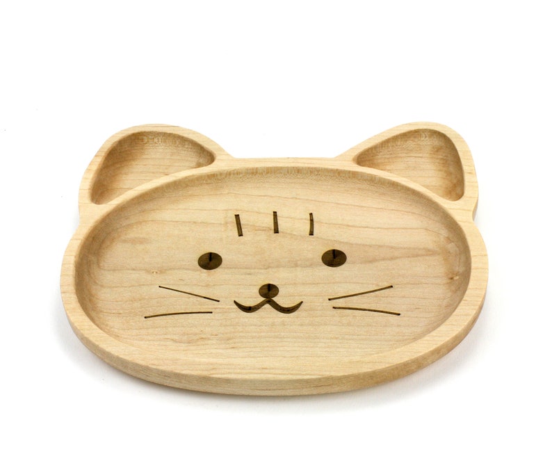 Wooden Personalization Child Plate, Kids Plate, Kids Snack Dish, Baby First Plate, Animal Face Plate, image 5