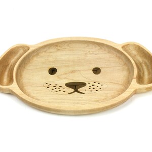 Wooden Personalization Child Plate, Kids Plate, Kids Snack Dish, Baby First Plate, Animal Face Plate, image 3