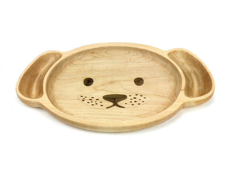 Wooden Personalization Child Plate, Kids Plate, Kids Snack Dish, Baby First Plate, Animal Face Plate, image 3