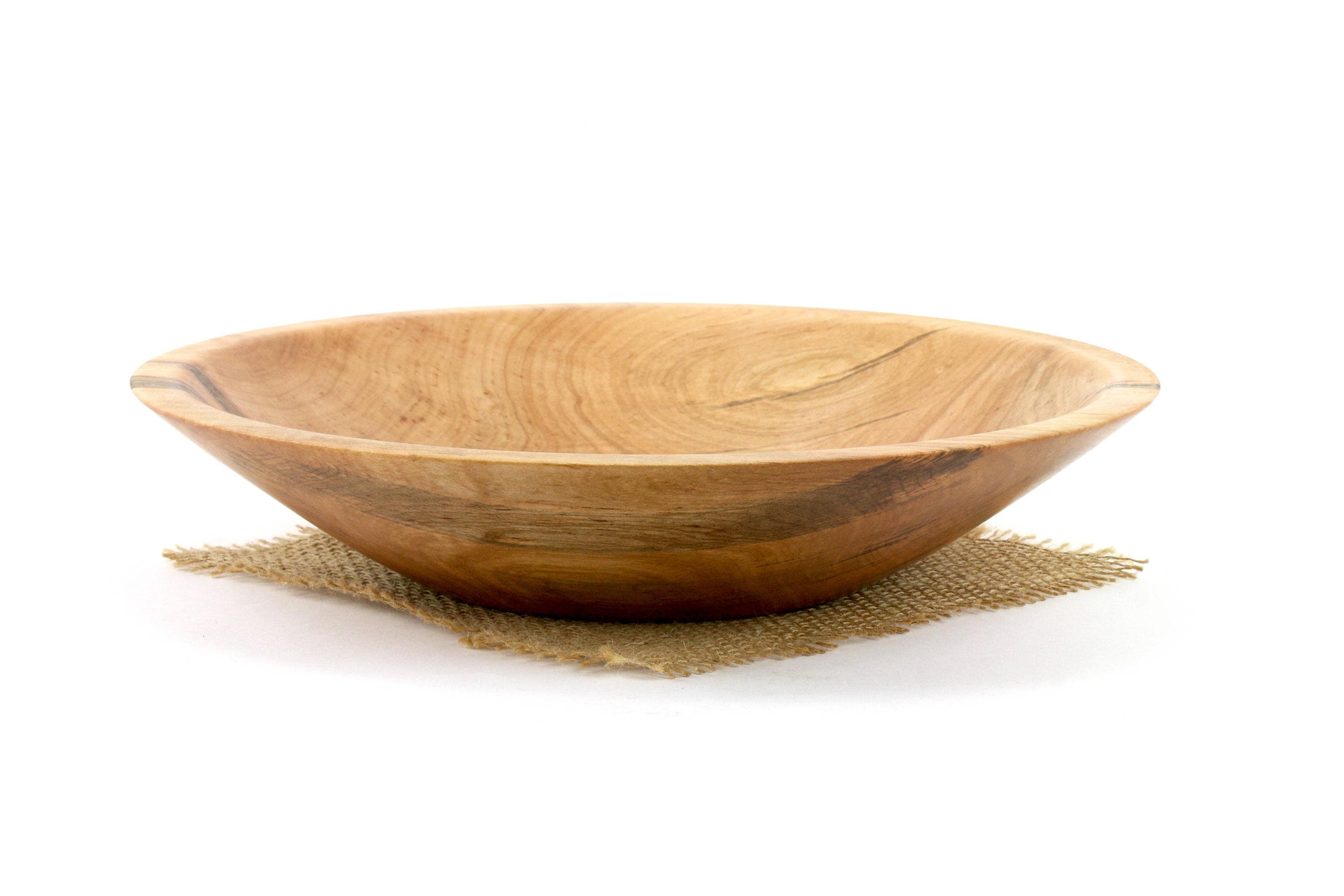 Wooden 12” Shallow Ambrosia Maple Salad Bowl, Pasta Dish, Decorative
