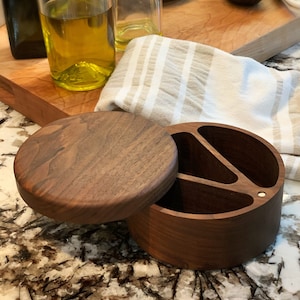 Three divider Wooden Salt and Pepper Box/Cellar, Spice Box, Wooden Spice Bowl, Rustic Cellar, Kitchen decor, Salt keeper