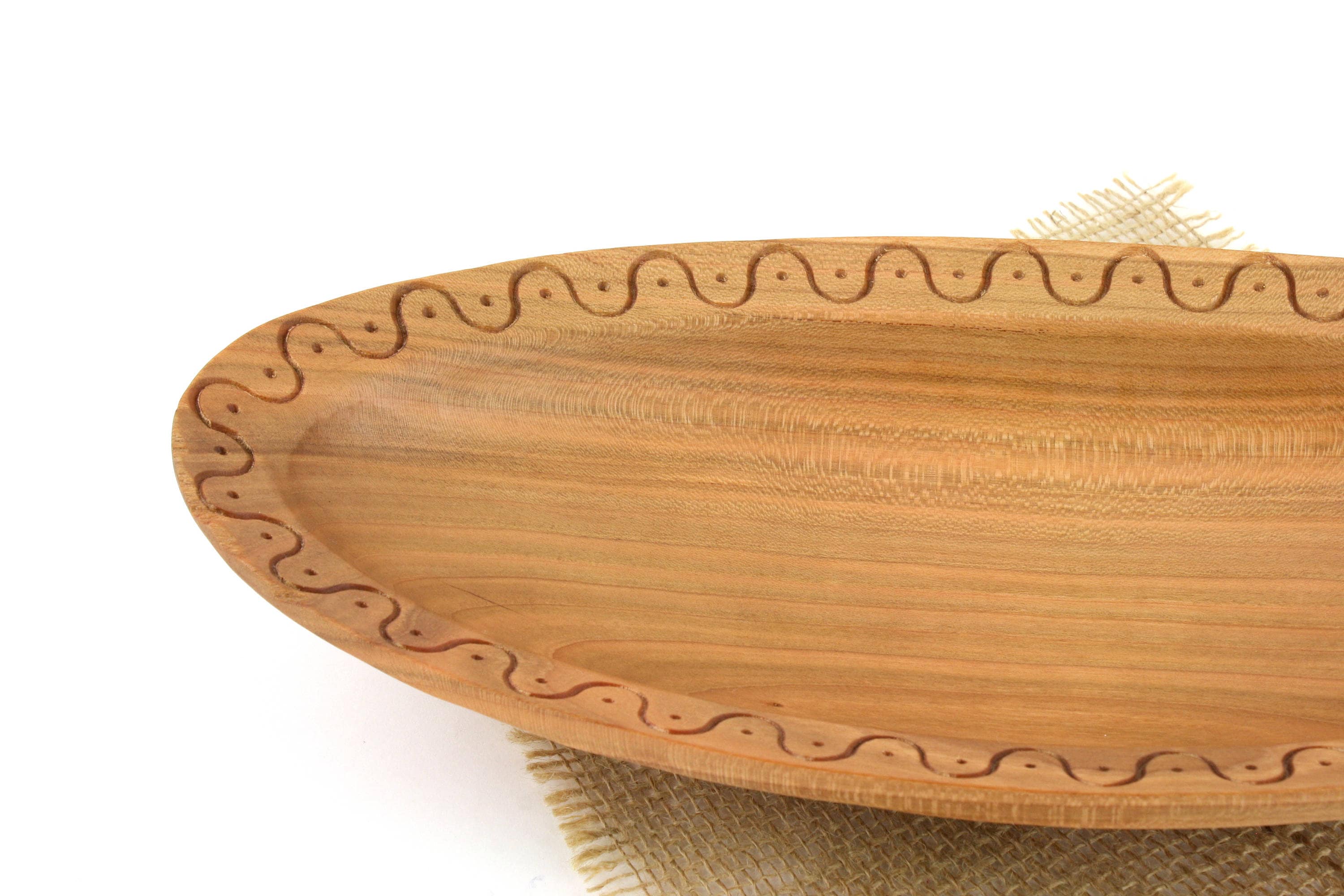 Oval Cherry Decorative Bowl, Wooden Carved bowl, Serving Dish, Fruit Bowl