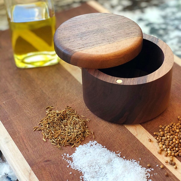 Wooden Salt and Pepper Box/Cellar Without Divider, Spice Box, Wooden Spice Bowl, Rustic Cellar, Kitchen decor, Salt keeper
