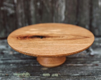 11 3/4” Wooden Red Oak Cake Stand,  Pedestal Cake Plate,  Cupcake Stand