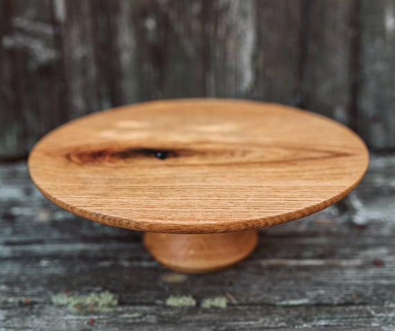 11 3/4” Wooden Red Oak Cake Stand,  Pedestal Cake Plate,  Cupcake Stand