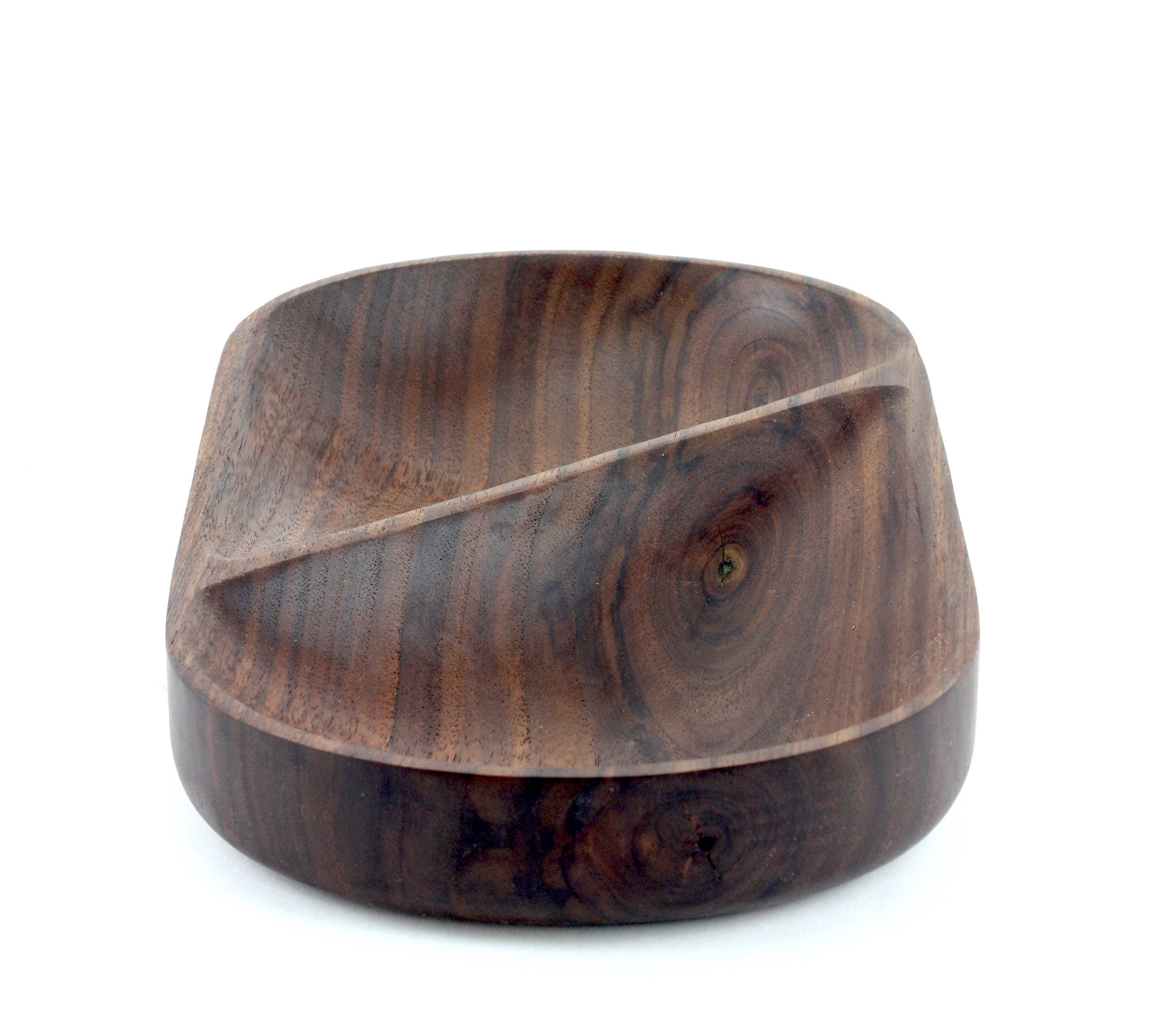 Wood Divided Bowl, Small Wood Bowl, Wood Candy Dish , Nut Bowl, Snack Bowl