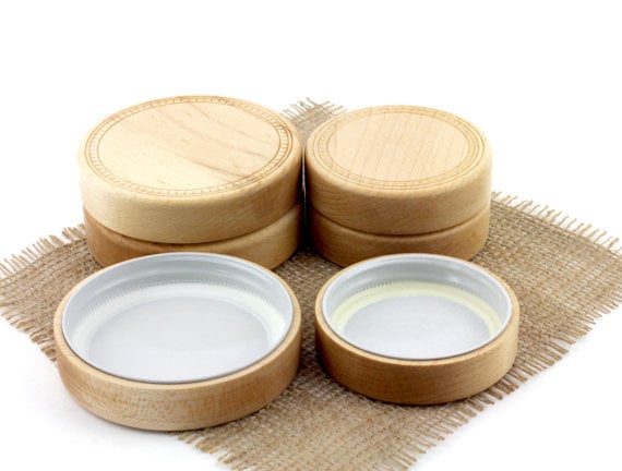 Healifty 5pcs solid wood cover wooden lid glass can lid wear-resistant lid  tea cup with lid glass tea cups Wood Drink Cup Lid ball jar lids food set