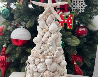 Large White Coastal Seashell Tree