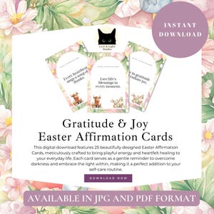 Tarjetas de afirmación de Pascua para gratitud y alegría: imprimibles, PDF digital A4, JPEG de alta resolución, nuevos comienzos, primavera, sanación