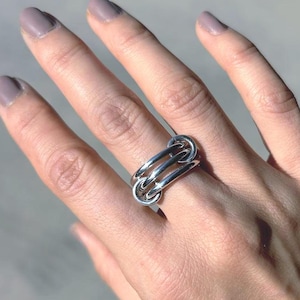Trío de anillos entrelazados de plata de ley: conjunto de anillos apilables hechos a mano, anillo Triumph (estilo clásico)
