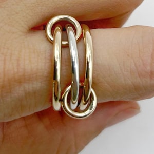 Two-Tone Interlocking Ring: 14K Gold Filled & Sterling Silver,Triumph Ring