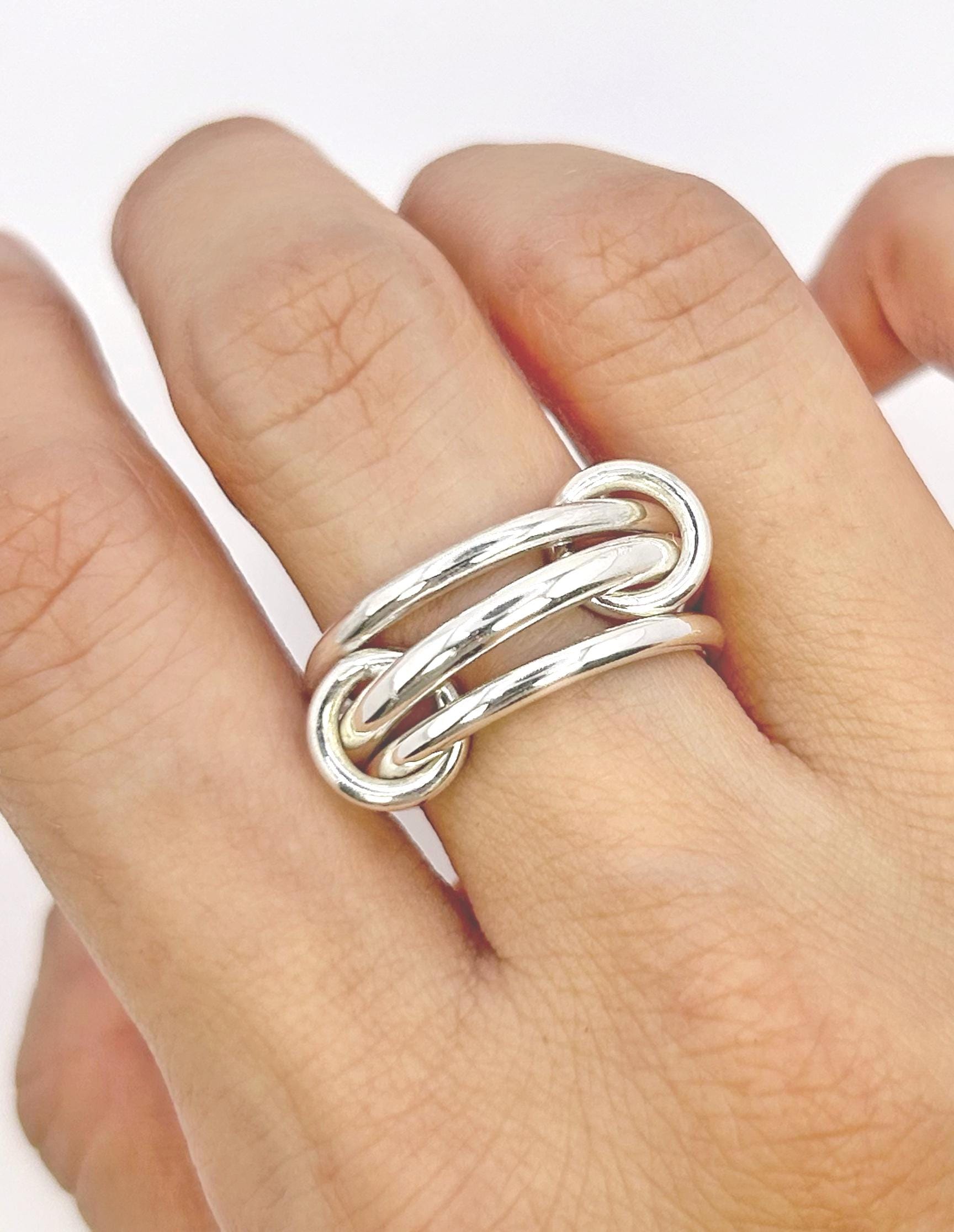 Spinelli Kilcollin Ring Tweekleurig ontwerp Micro-pavé zirkonia Vijfdelige set S