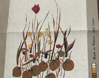 Vintage Floral Embroidery Wall Hanging – Handmade Needlepoint Tapestry Art for Elegant Home Decor