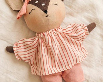 Handmade Peachy Fawn Doll: Organic Cotton Stuffed Animal
