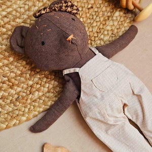 Handmade doll Stuffed Bob the Bear doll Fabric rag doll Baby shower gift Nursery decor Cute soft toy Customisable Cuddly plush toy