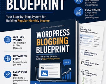 Plan de blogging en WordPress / Guía de blogging para pequeñas empresas / Plantilla de redacción de blogs SEO / Estrategia de generación de leads / Descarga digital en PDF