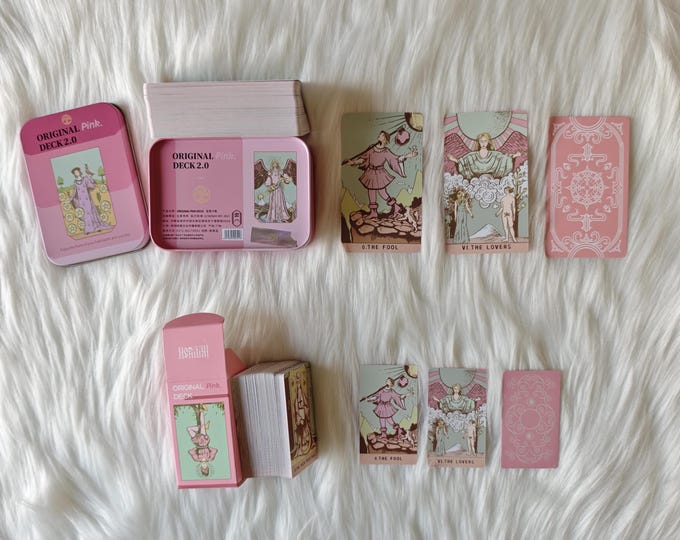 Pastel RWS Tarot Deck Bundle | Pink Tin + MINI Travel Size - Etsy