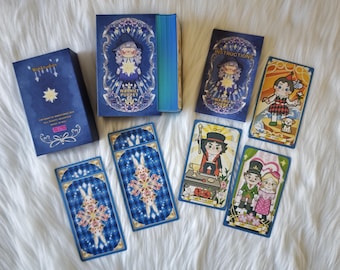 Baraja de Tarot RWS con guía bilingüe, bordes holográficos, Tarot azul caprichoso —— Marioneta de nogal