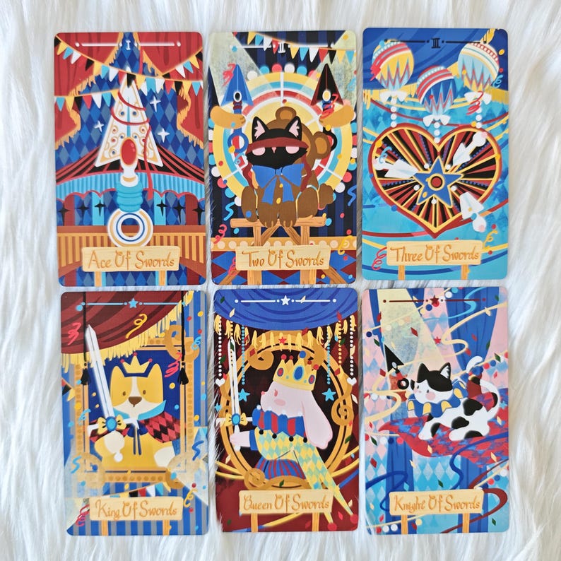 Circus Animal Tarot Deck, RWS Style, Blue Gilded Edges, 79 Cards - Etsy