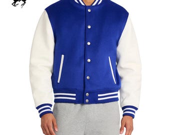 Varsity Jacket – Baseball Style Jacket, Retro College Bomber, Leather Sleeve Design