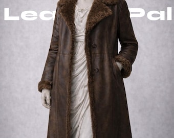 Abrigo de piel de oveja para mujer hecho a mano / Chaqueta larga de invierno de piel de oveja auténtica / Regalo de lujo cálido hasta la rodilla para ella