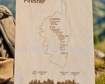 GR20 , corse, en bois, gravé, cadeau idéal pour sportif randonneur, peut être personnalisé