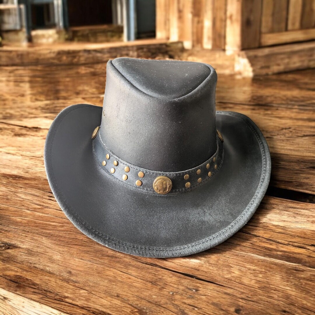 Handmade Leather Cowboy Hat: Western Cosplay Steampunk Top  display picture 3
