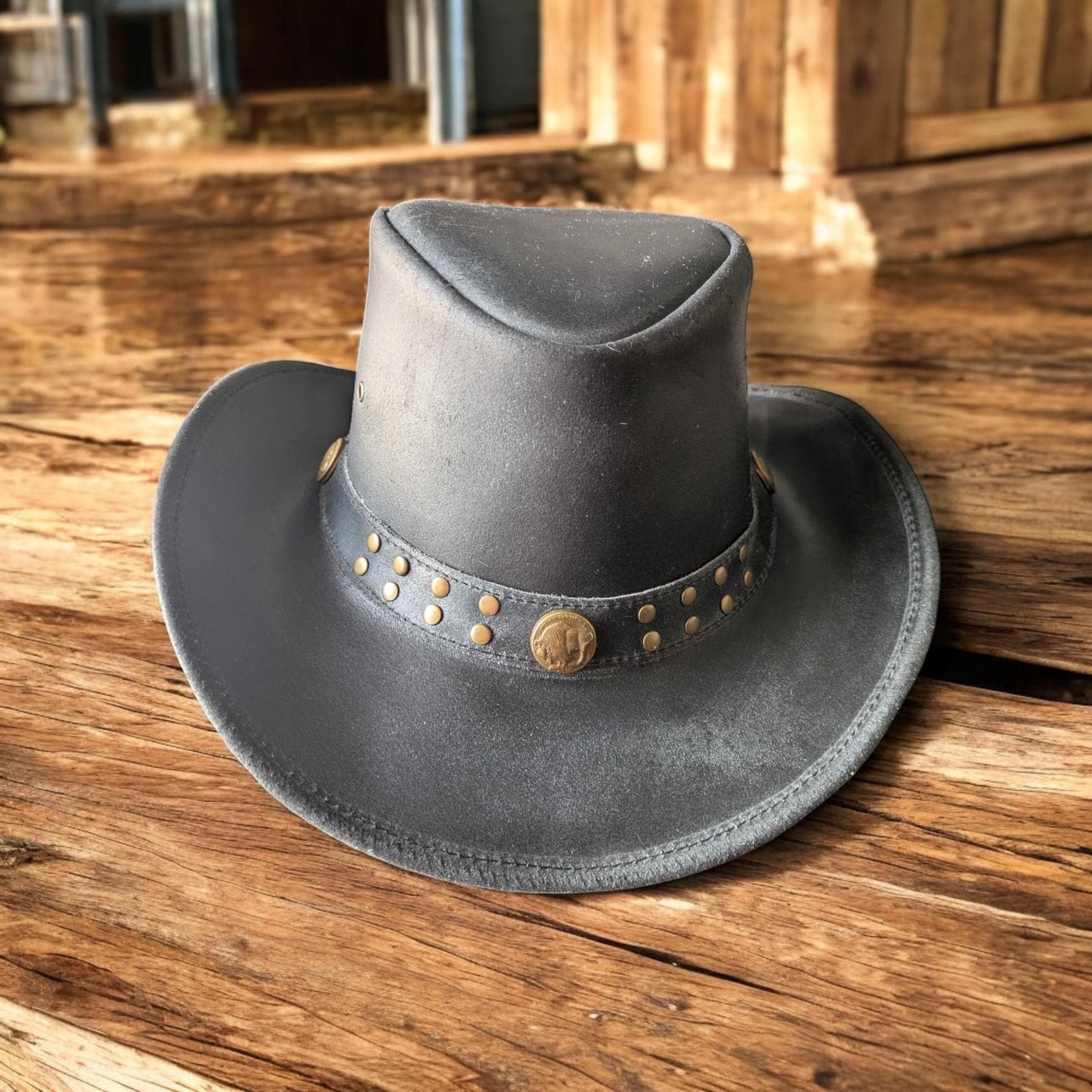 Handmade Leather Cowboy Hat: Western Cosplay Steampunk Top 