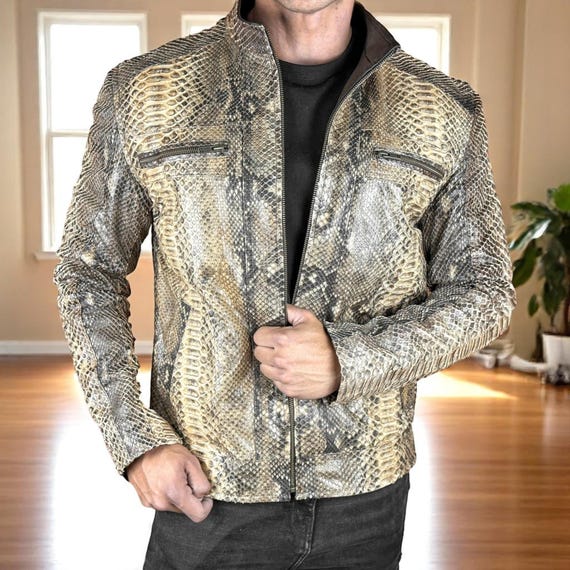 Python Leather Jacket for Men | Cow & Sheep Leather | Genuine
