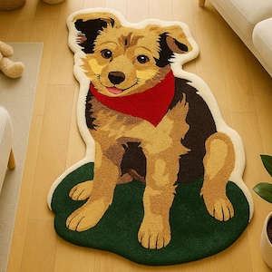 Handmade Tufted Rug with Dog Design | Animal Rug for Kids Room & Living Room